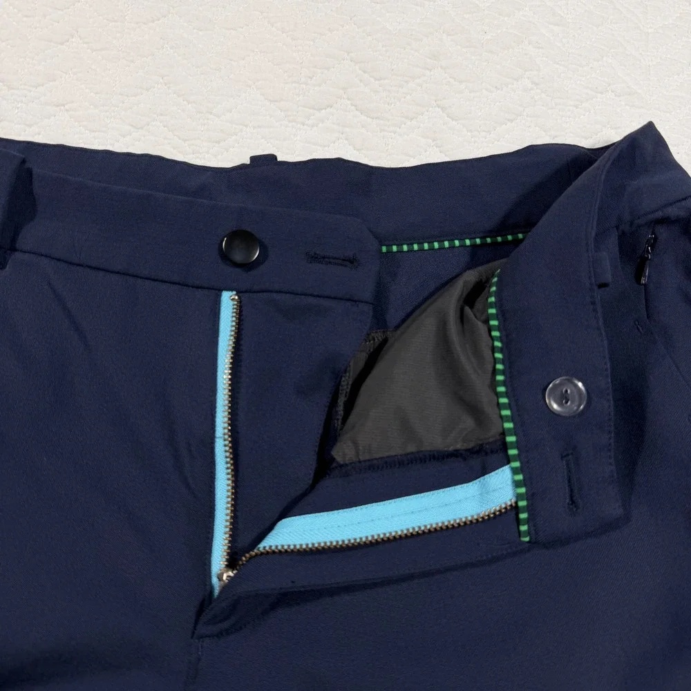 Lululemon Mens 33x29 Commission Pant Slim Tech Chino Trousers Navy Blue GUC